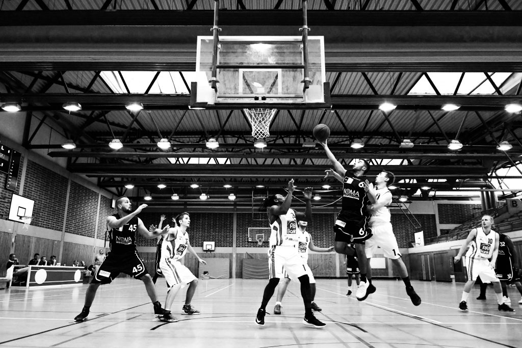 Basketball game with players